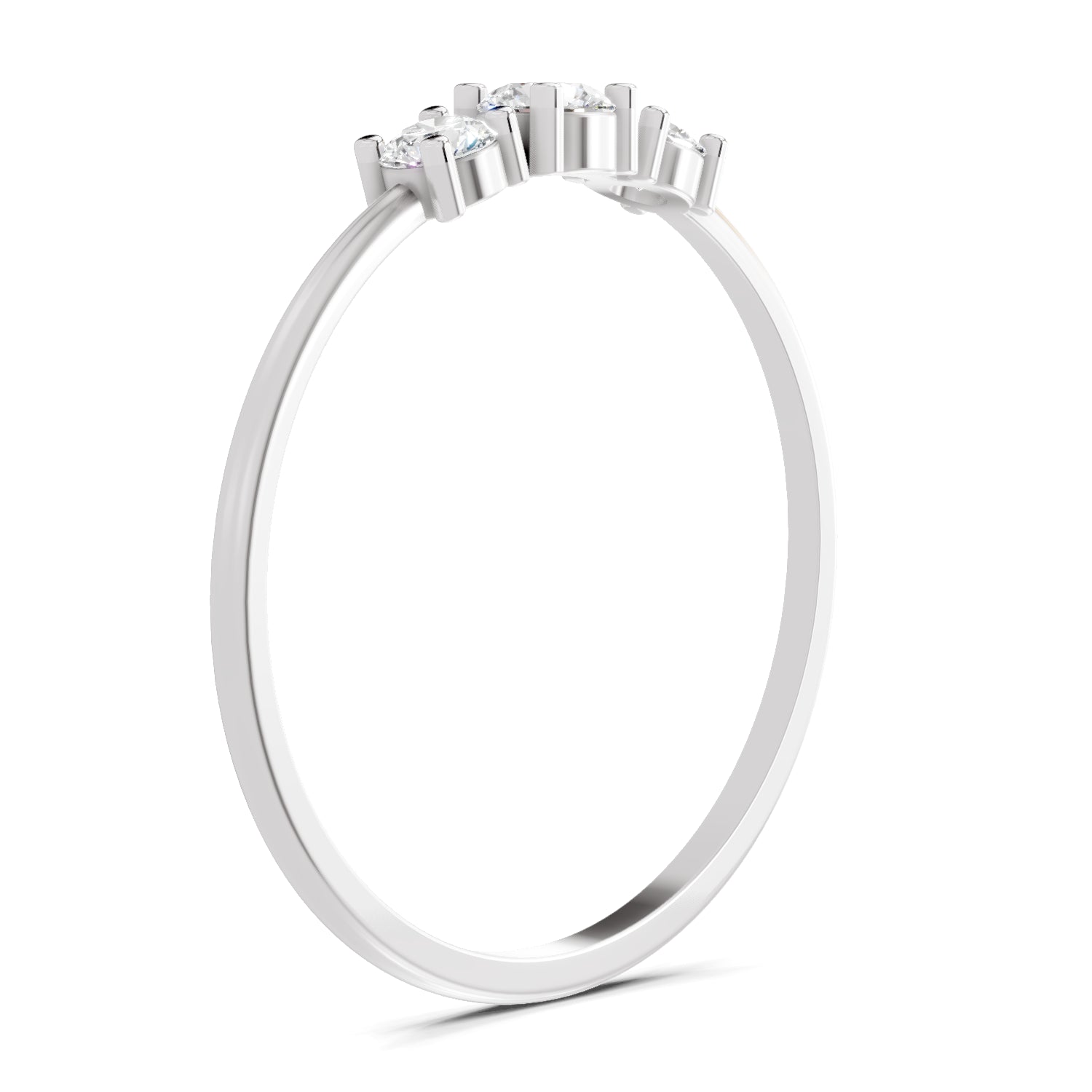 0.24 Ct Three Stone Diamond Engagement Ring | 14K White Gold
