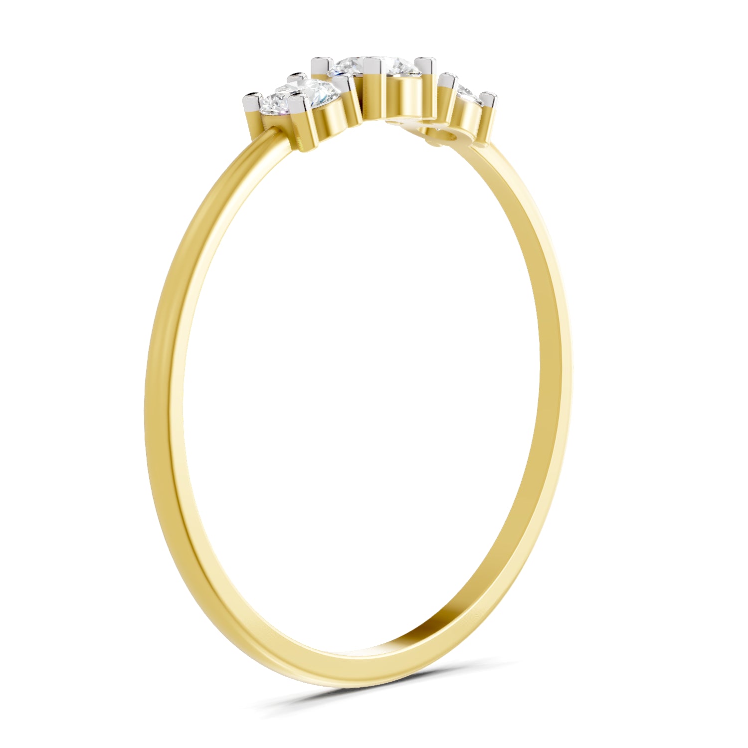 0.24 Ct Three Stone Diamond Engagement Ring | 14K Yellow Gold