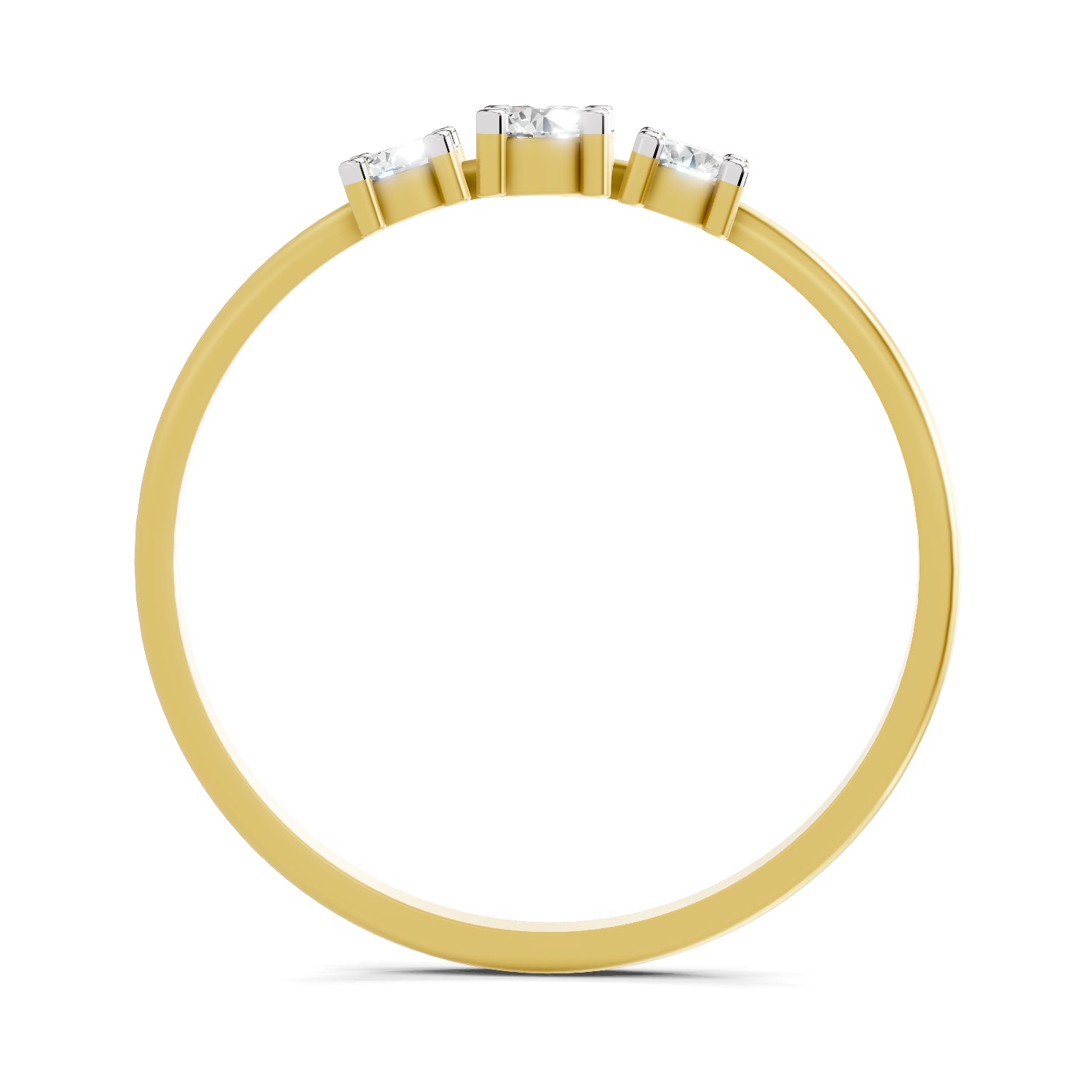 0.24 Ct Three Stone Diamond Engagement Ring | 14K Yellow Gold