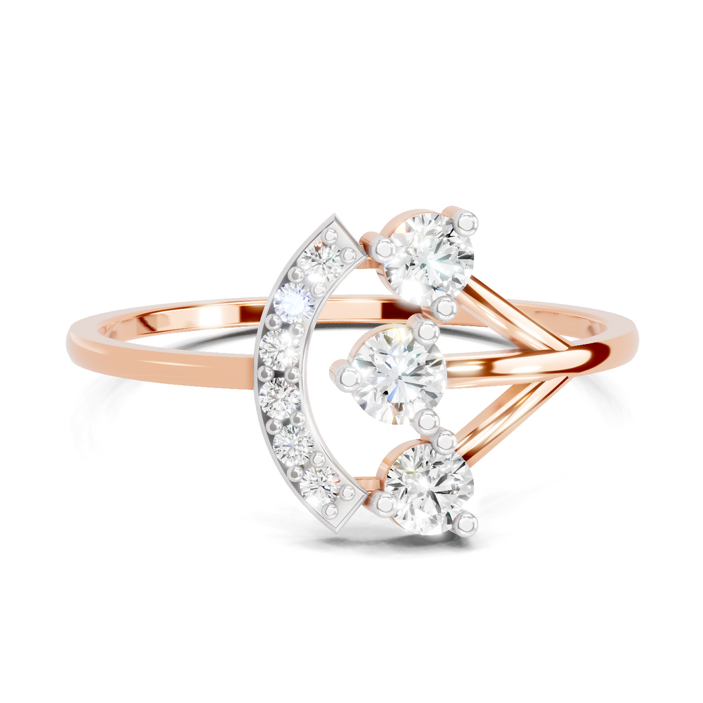 Sparkles Lab Grown Diamond 0.3 Carat Arc Three Stone Diamond Ring| 14K Rose Gold