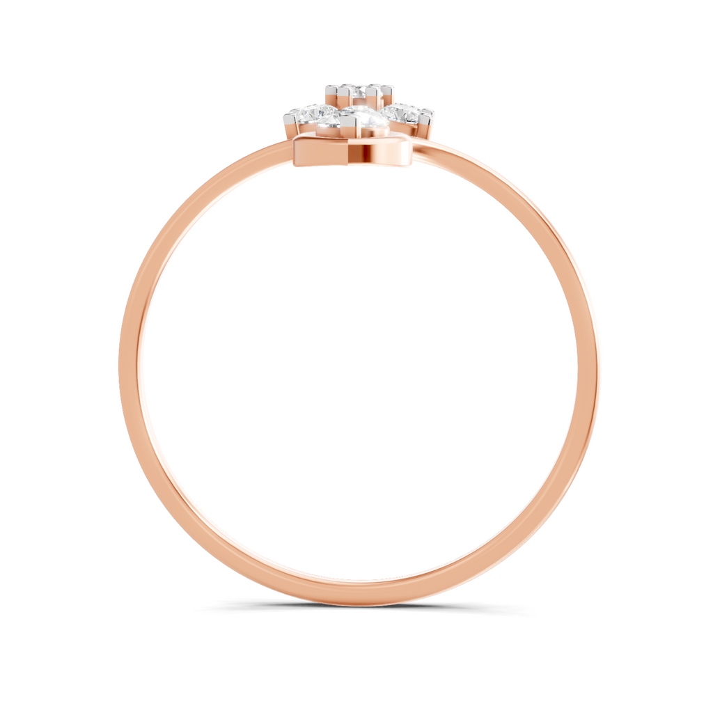 Sparkles Lab Grown Diamond 0.24 V-Shaped Floral Halo Ring| 14K Rose Gold