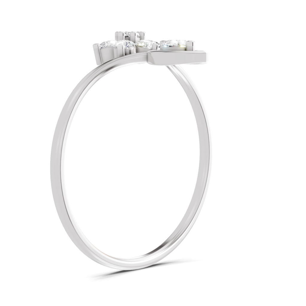 Sparkles Lab Grown Diamond 0.24 V-Shaped Floral Halo Ring| 14K White Gold