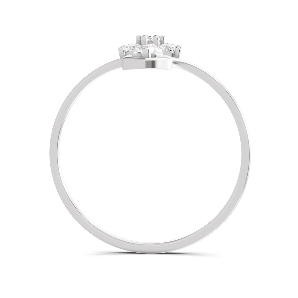 Sparkles Lab Grown Diamond 0.24 V-Shaped Floral Halo Ring| 14K White Gold