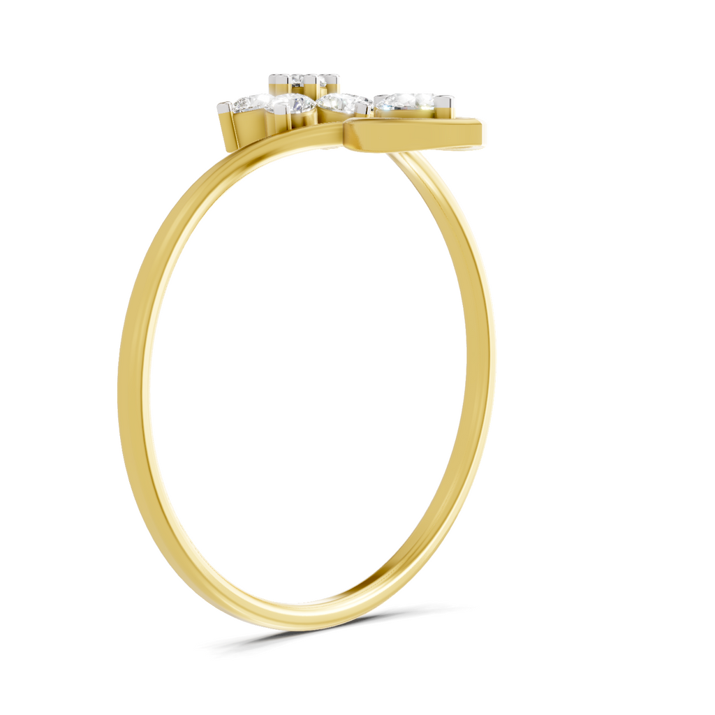 Sparkles Lab Grown Diamond 0.24 V-Shaped Floral Halo Ring| 14K Yellow Gold