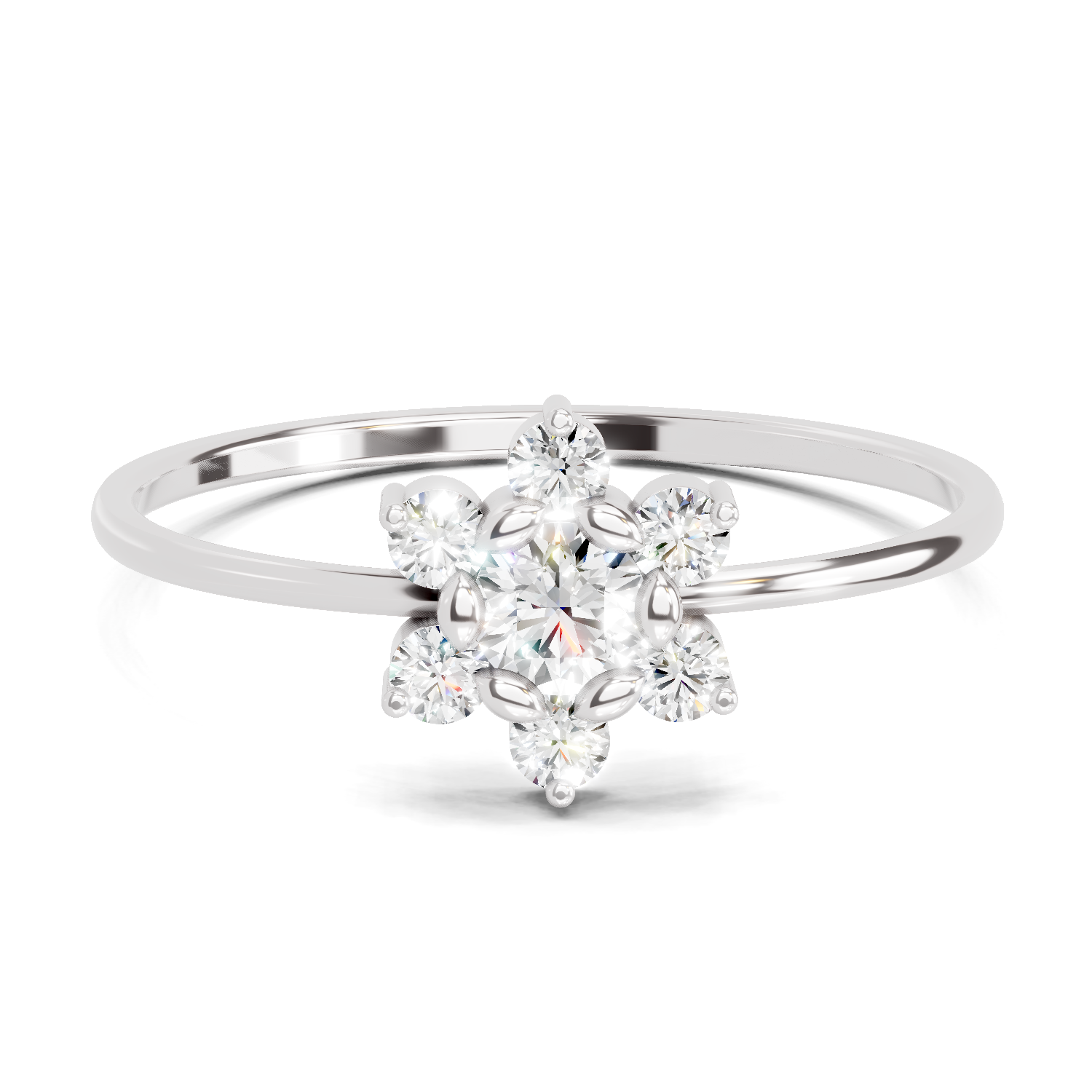Sparkles Lab Grown Diamond 0.24 Snowflake Cluster Ring| 14K White Gold