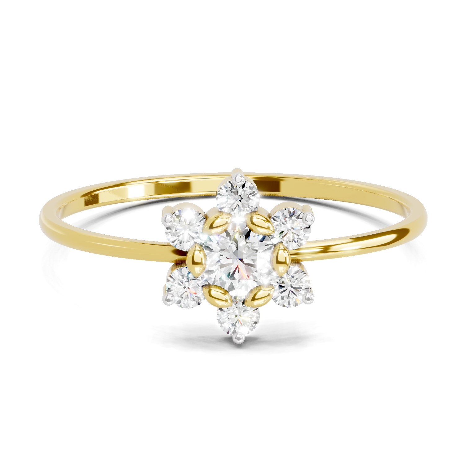 Sparkles Lab Grown Diamond 0.24 Snowflake Cluster Ring| 14K Yellow Gold