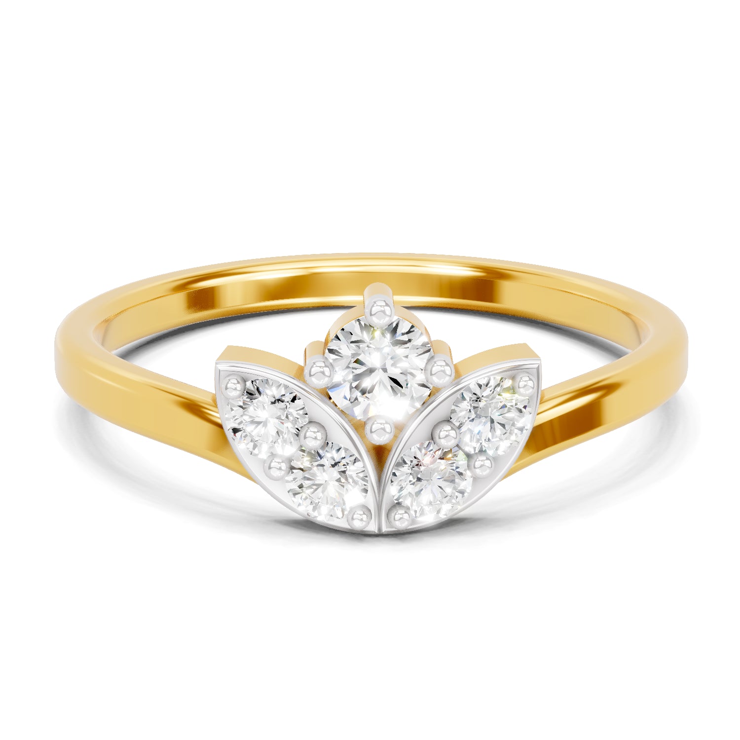 0.3 Carat  | 925 Sterling Silver Gold Plated Floral Ring