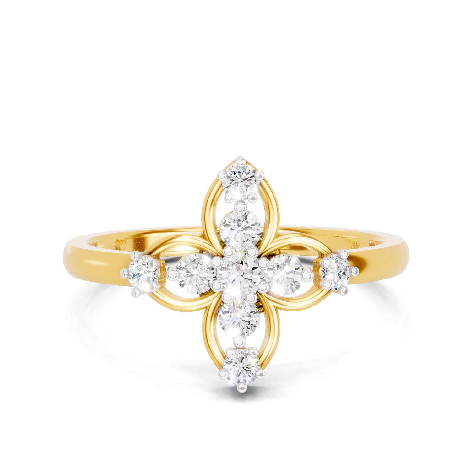 0.31 Carat  | 925 Sterling Silver Gold Plated Floral Ring