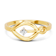 0.02 Carat  | 925 Sterling Silver Gold Plated Leaf Ring