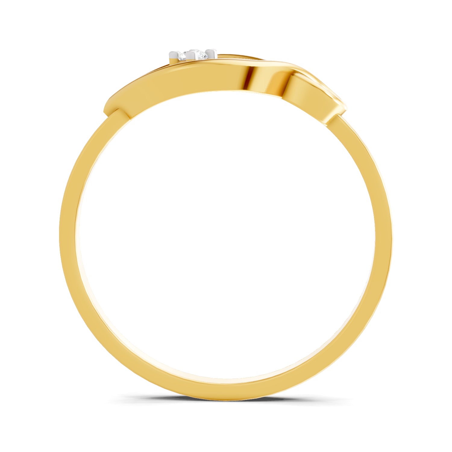 0.02 Carat  | 925 Sterling Silver Gold Plated Leaf Ring