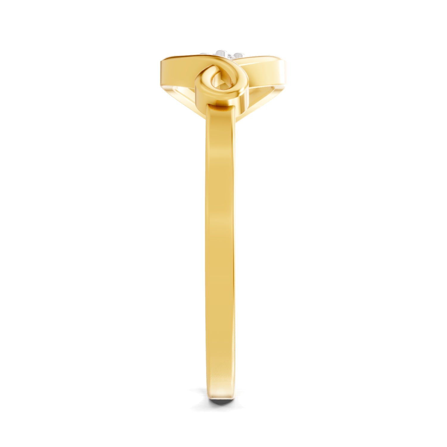 0.02 Carat  | 925 Sterling Silver Gold Plated Leaf Ring