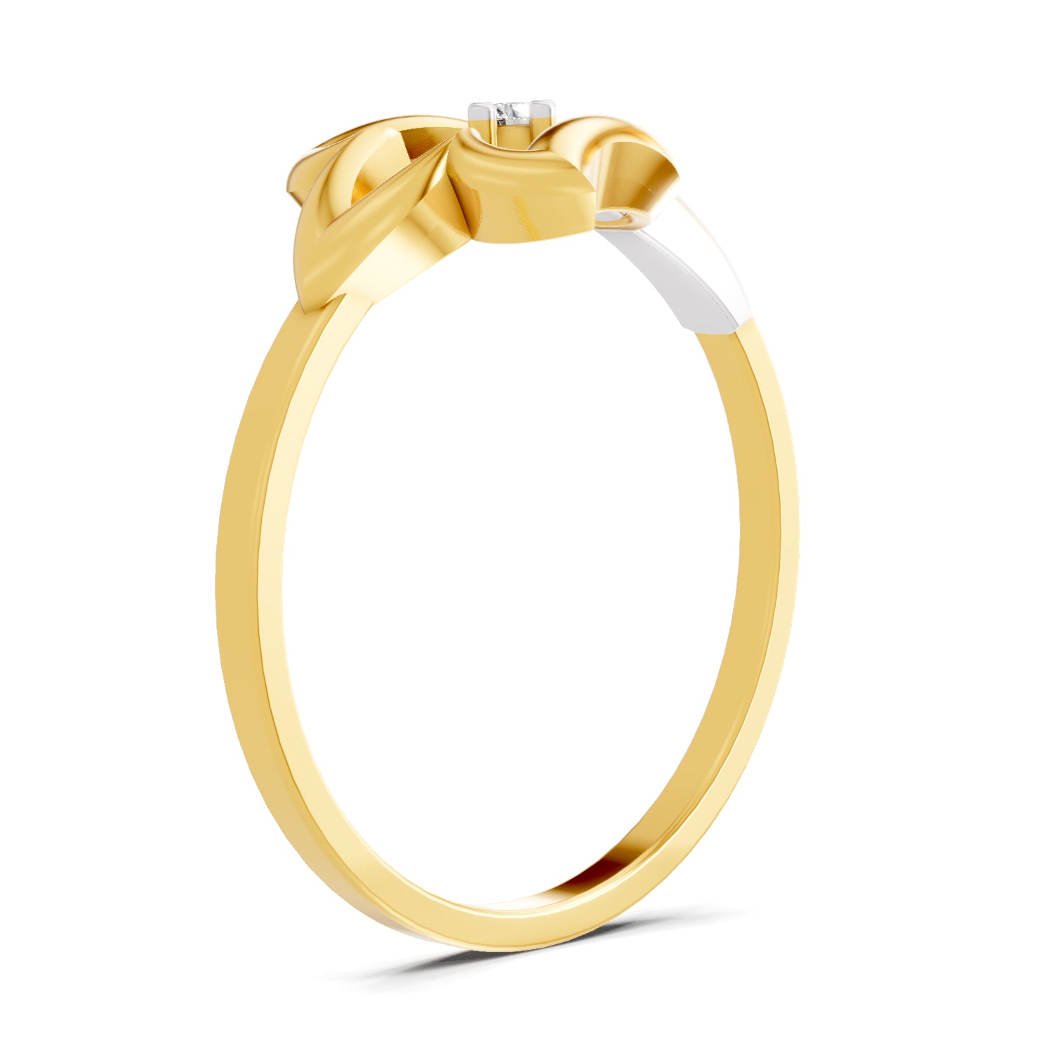 0.02 Carat  | 925 Sterling Silver Gold Plated Lotus Fashion Ring