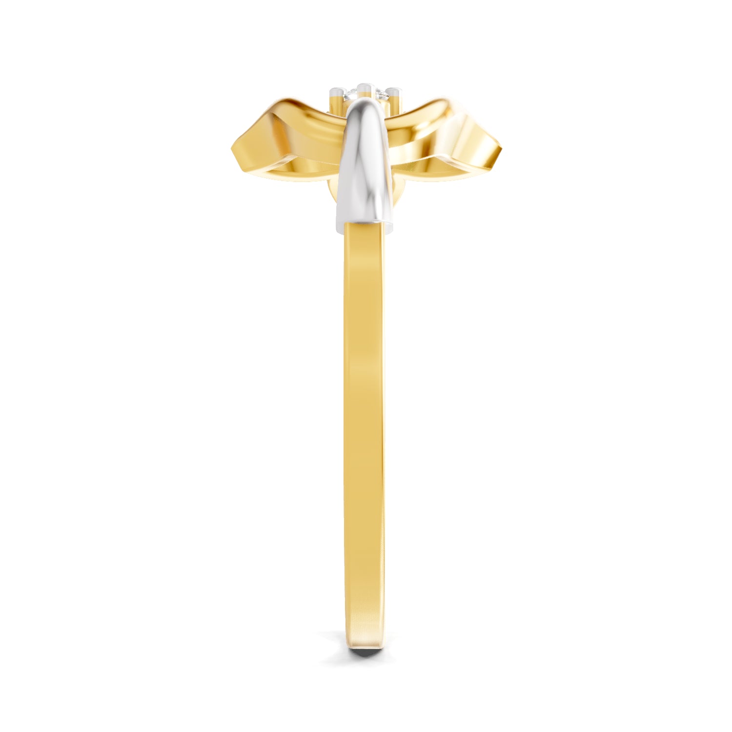 0.02 Carat  | 925 Sterling Silver Gold Plated Lotus Fashion Ring