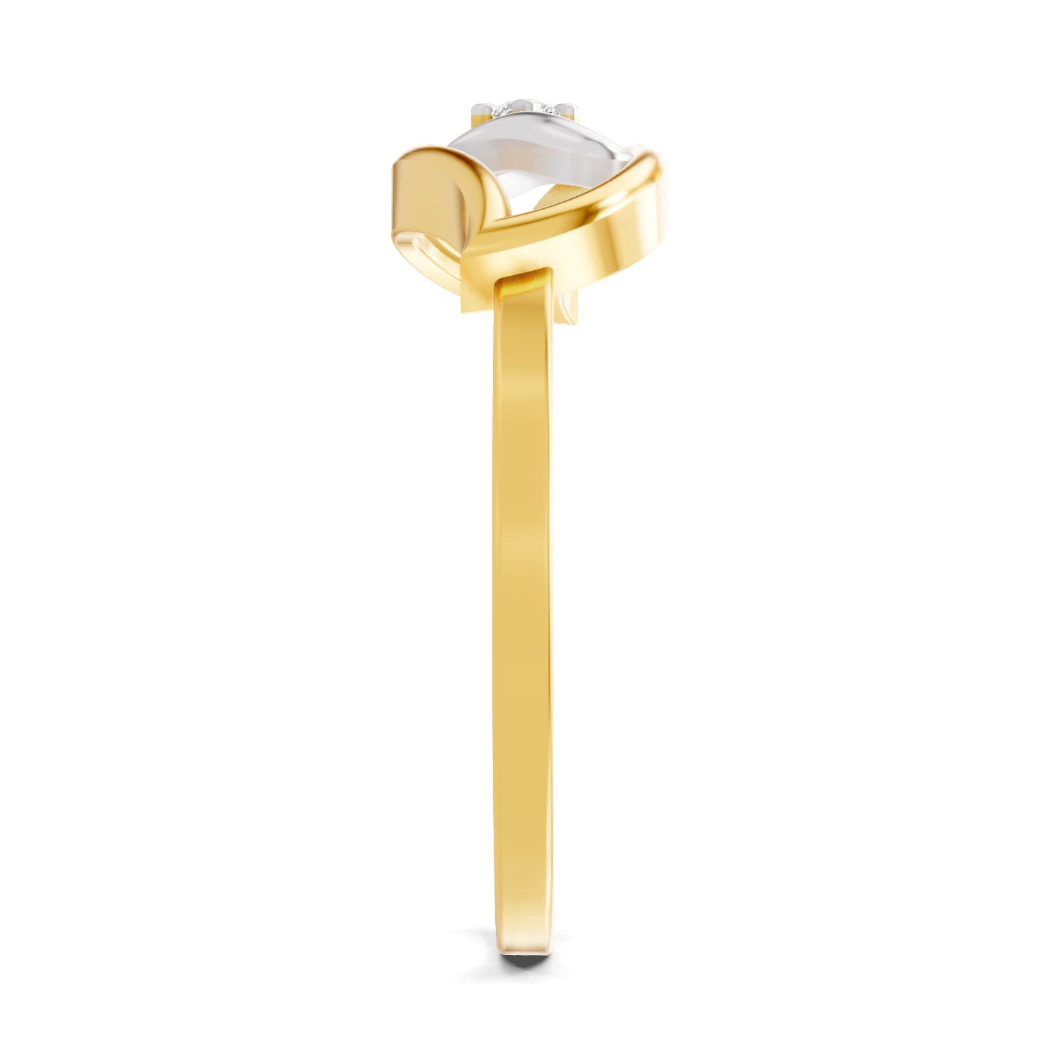 0.02 Carat  | 925 Sterling Silver Gold Plated Leaf Fashion Ring