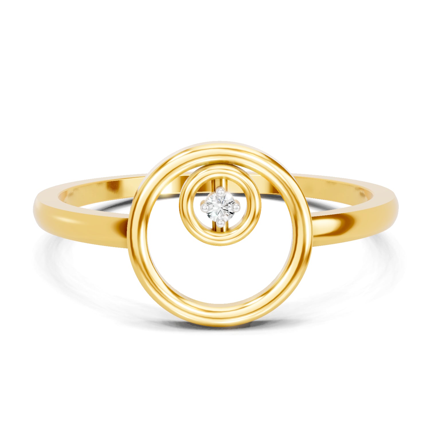 0.02 Carat  | 925 Sterling Silver Gold Plated Circle Fashion Ring
