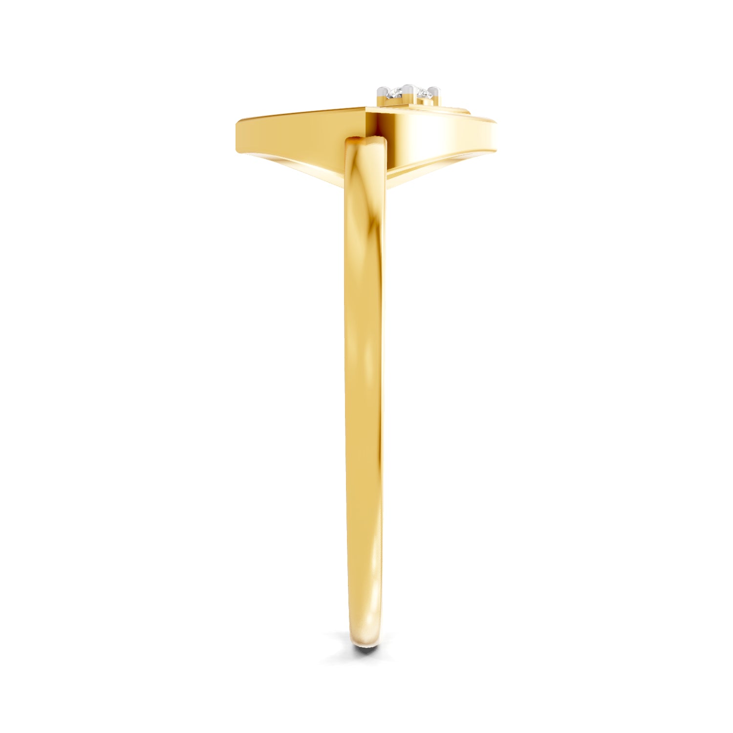 0.02 Carat  | 925 Sterling Silver Gold Plated Square Fashion Ring