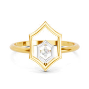 0.02 Carat  | 925 Sterling Silver Gold Plated Hexagon Fashion Ring