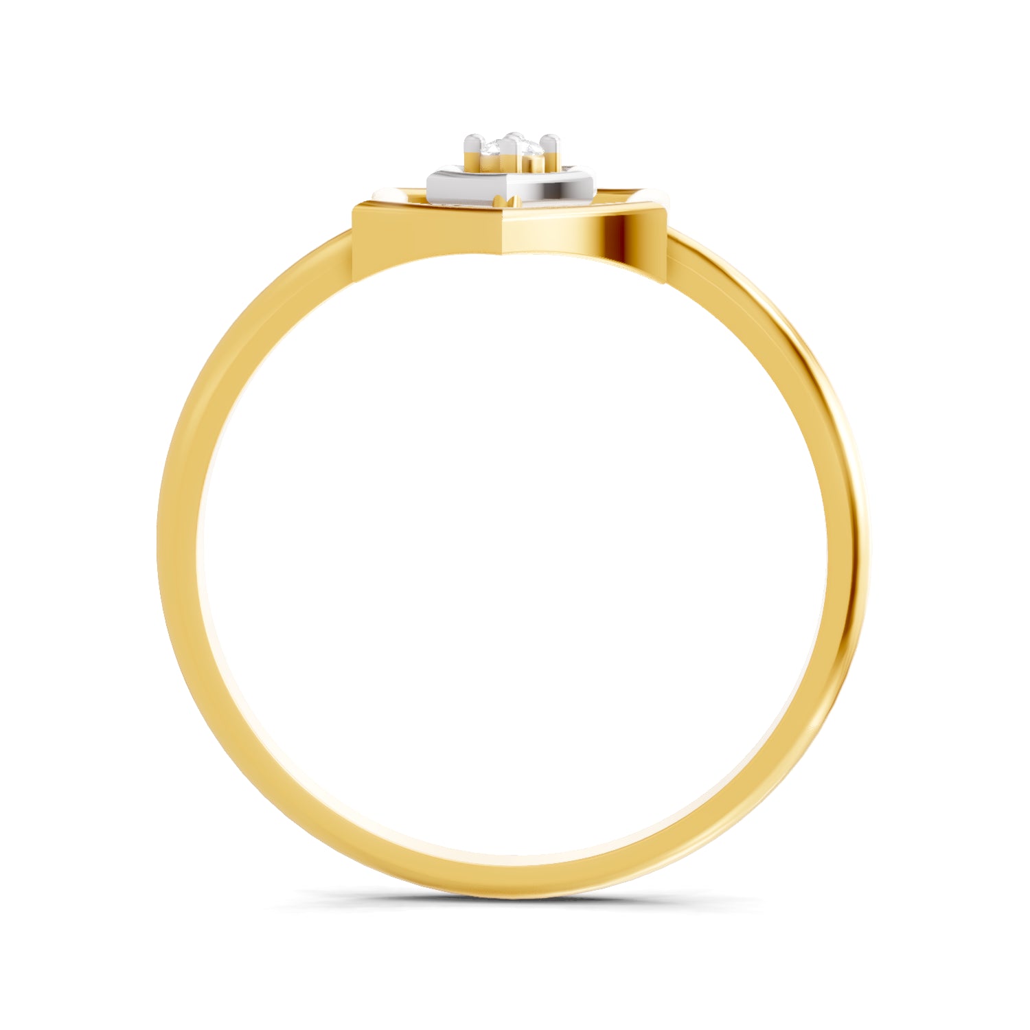0.02 Carat  | 925 Sterling Silver Gold Plated Hexagon Fashion Ring