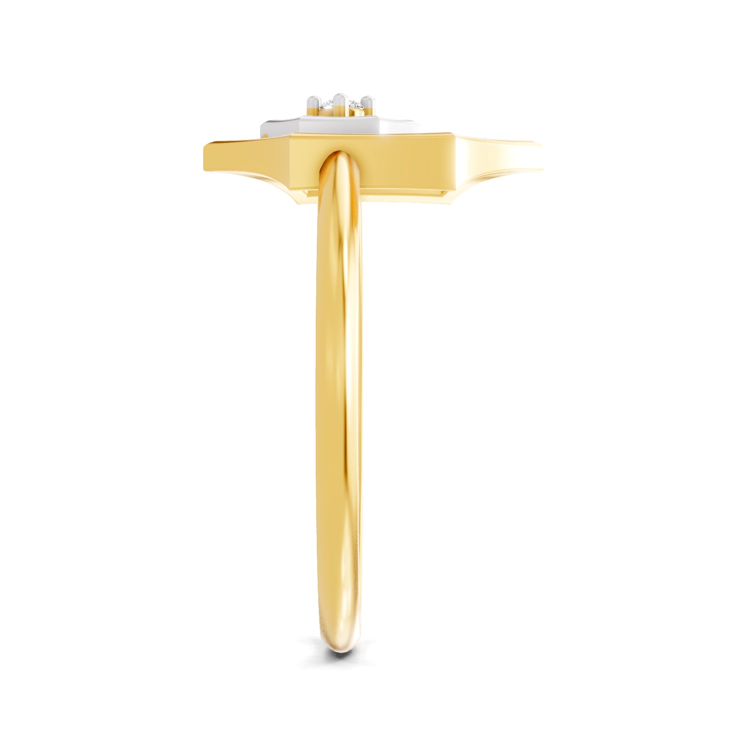 0.02 Carat  | 925 Sterling Silver Gold Plated Hexagon Fashion Ring