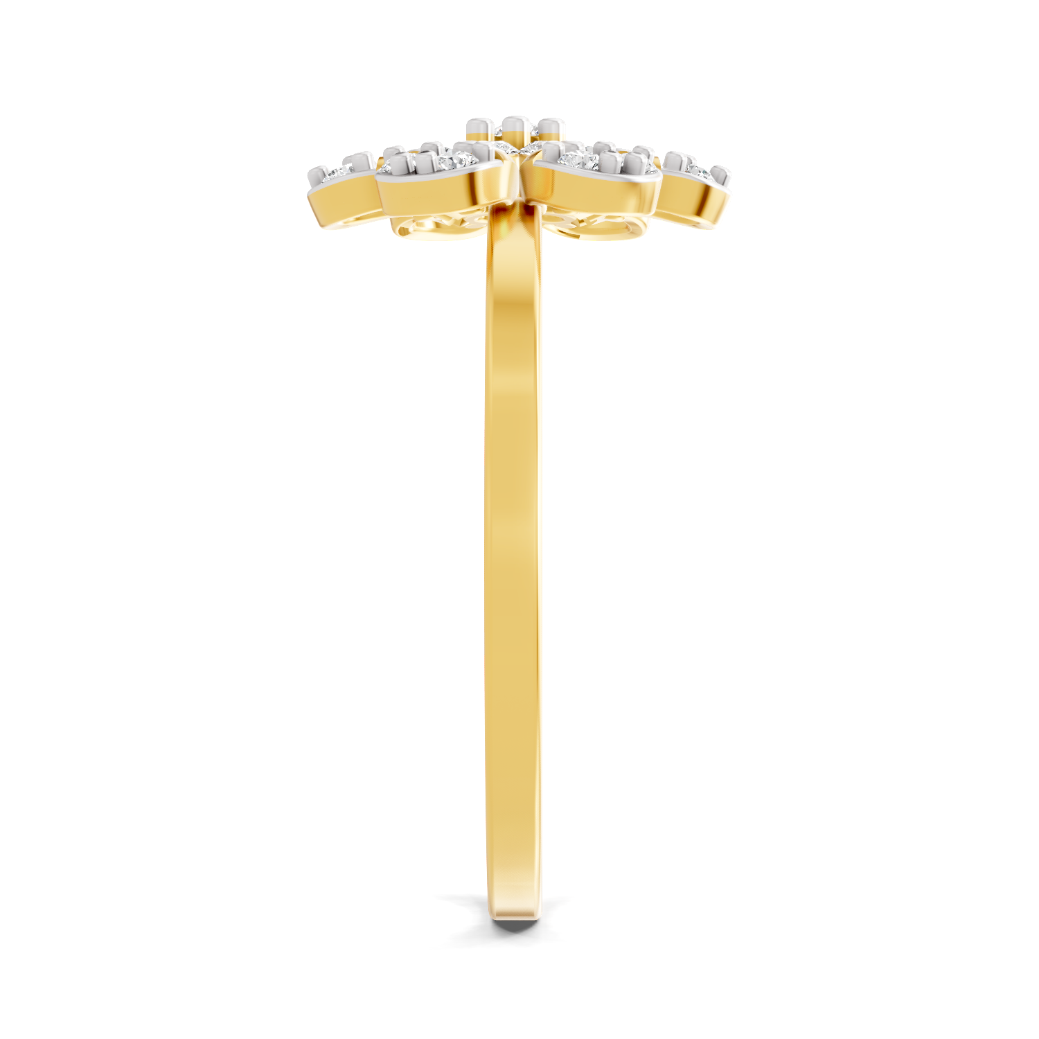 Sparkles Lab Grown Diamond 0.25 studded blossoms Ring| 14K Yellow Gold