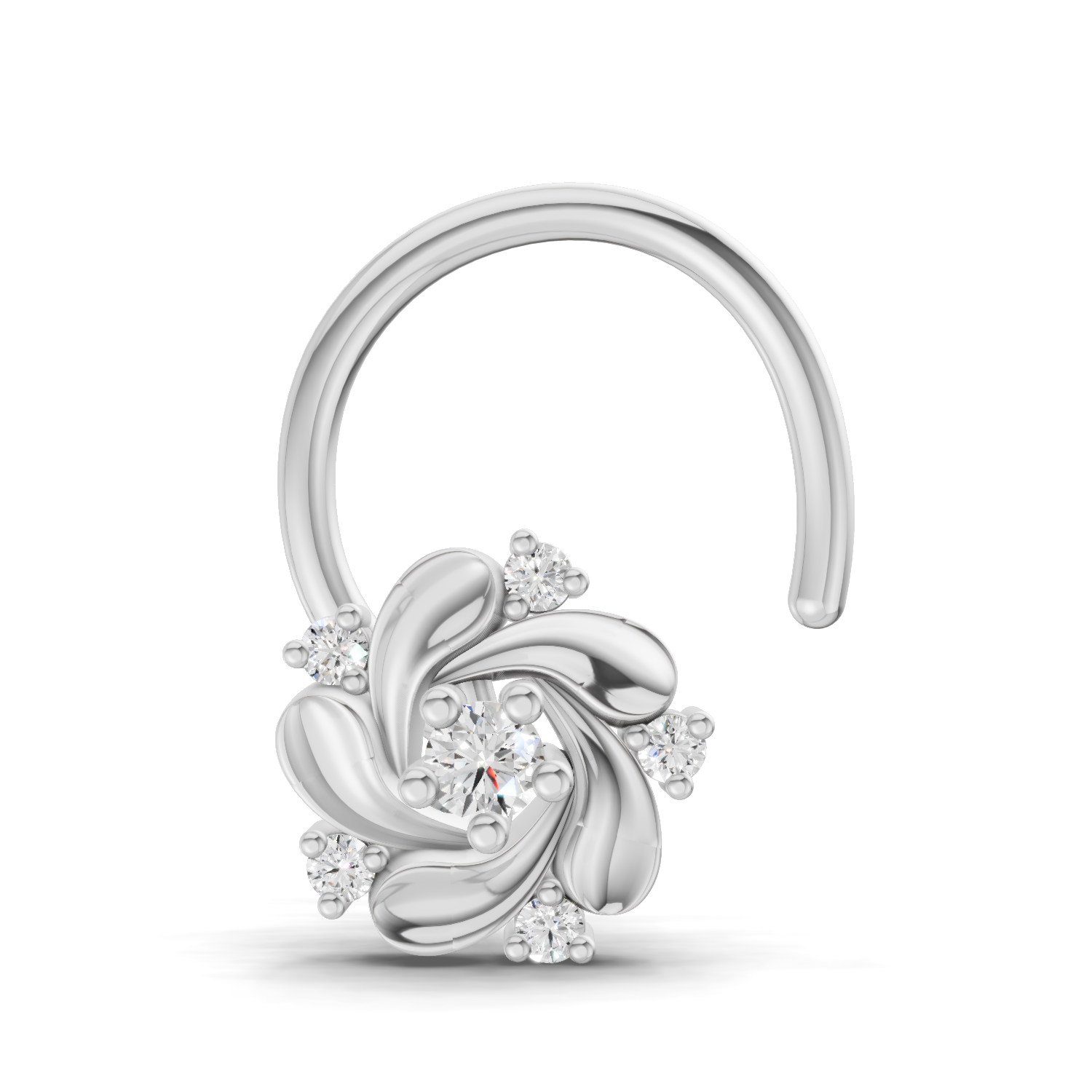 0.03 Carat Round Shape Twilight Diamond Nose Pin | 14K White Gold