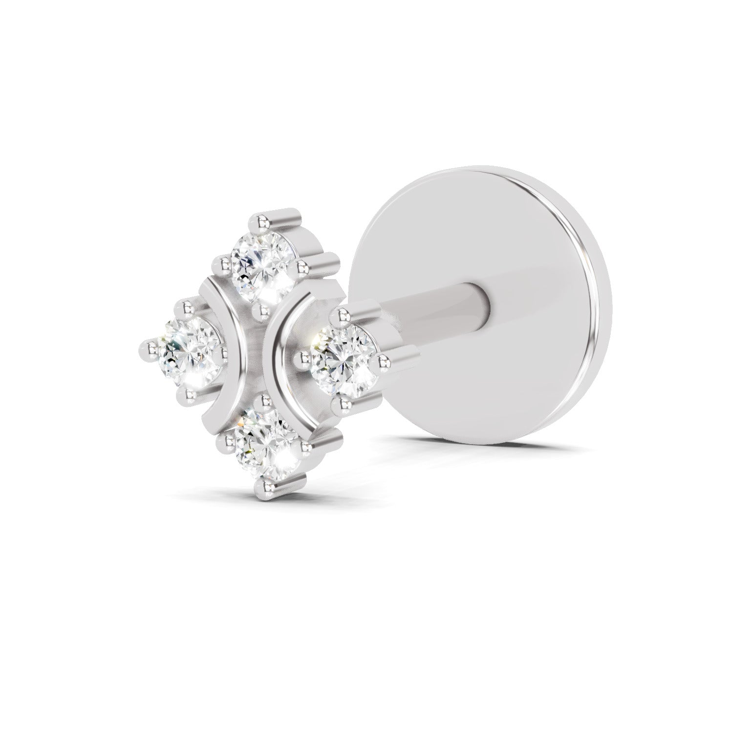 0.03 Carat Round Shape Celestial Diamond Nose Pin | 14K White Gold-Screw