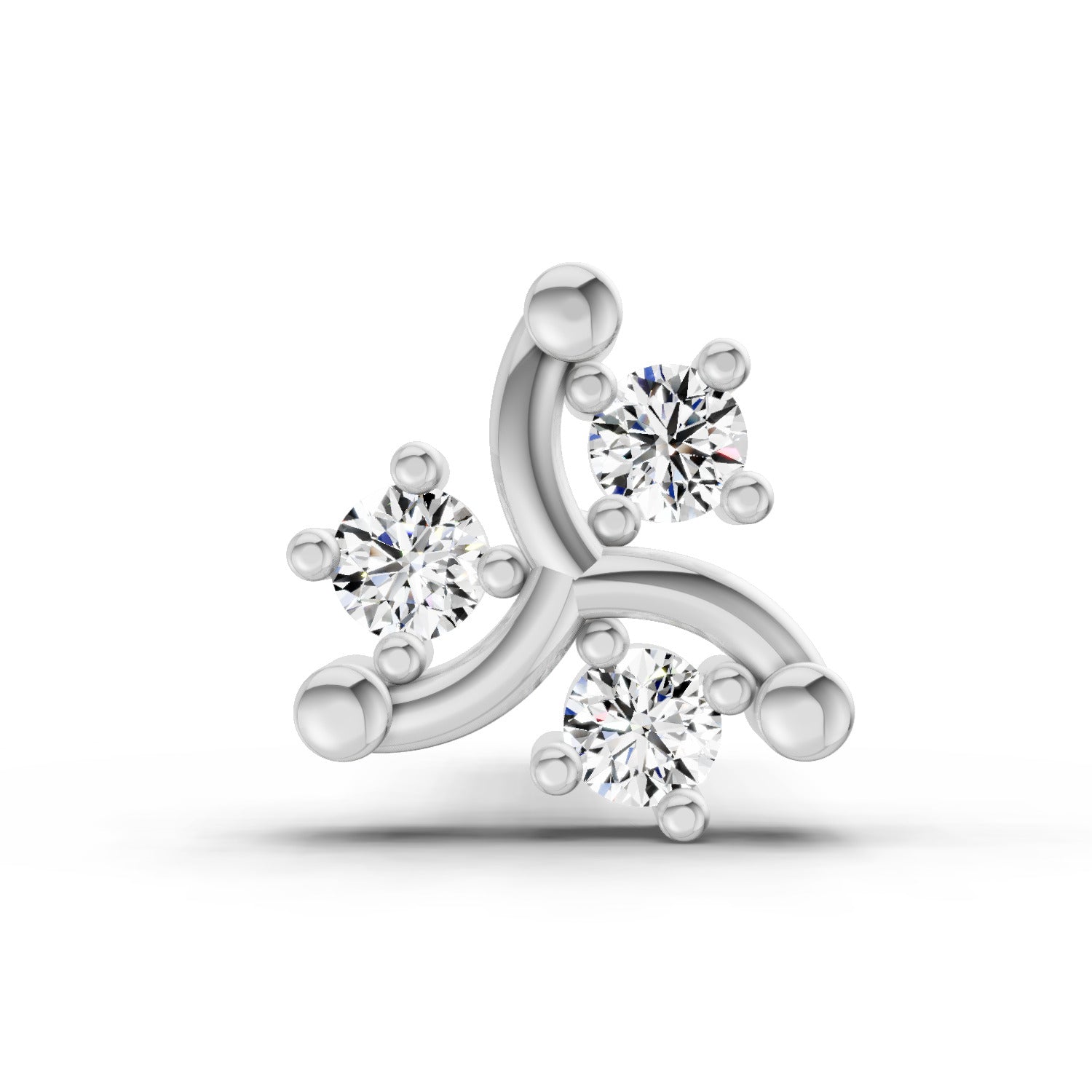 0.03 Carat Trinity Bloom Nose Pin | 14K White Gold