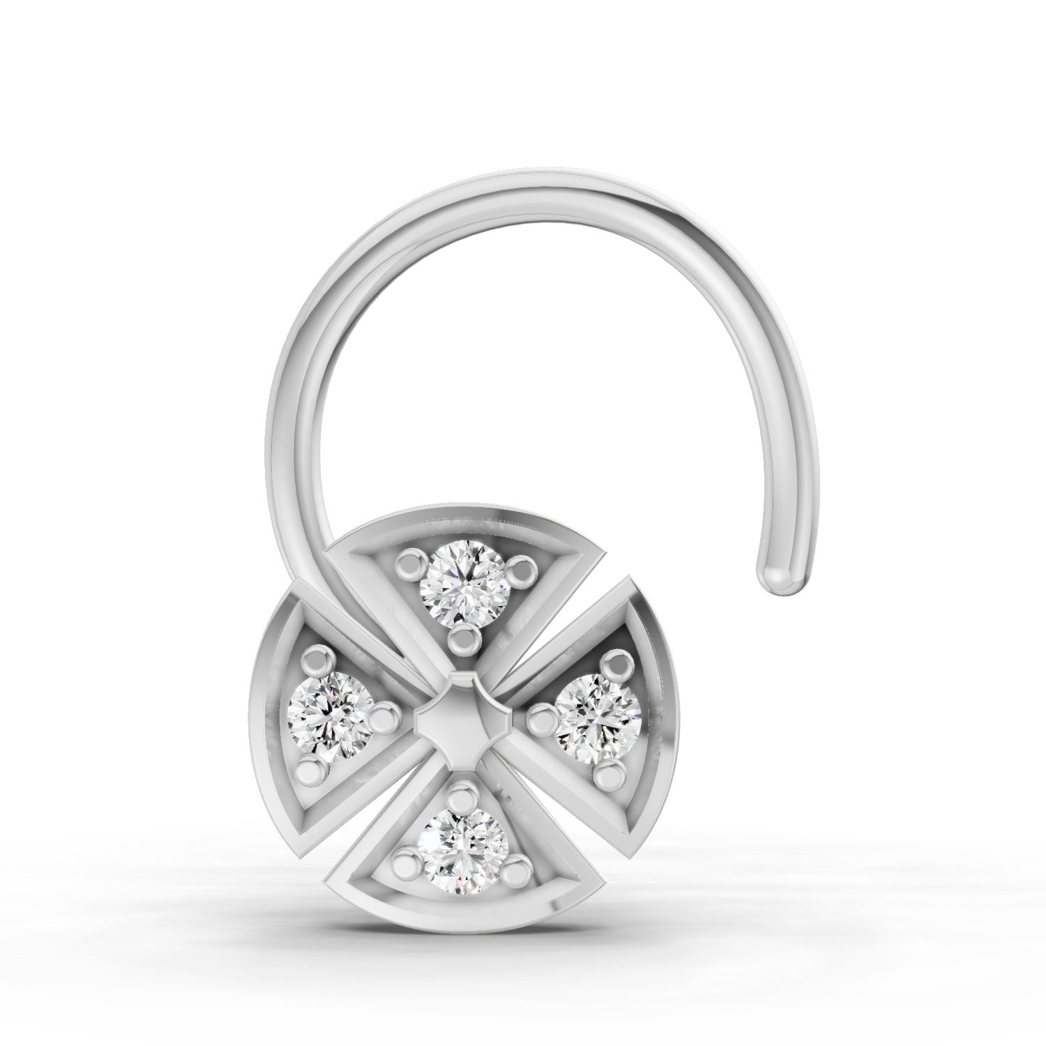 0.01 Carat Round Shape Diamond Nose Pin | 14K White Gold