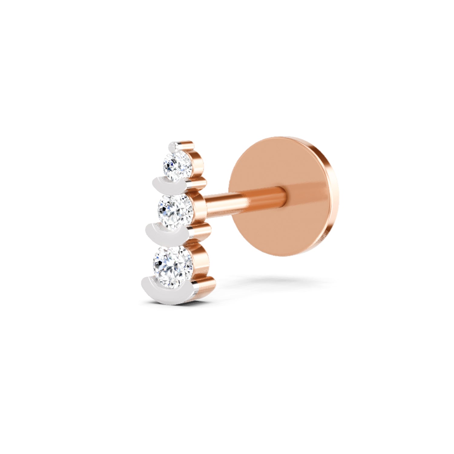 3 Stone Nosepin 0.06 Ct | 14Kt Rose Gold