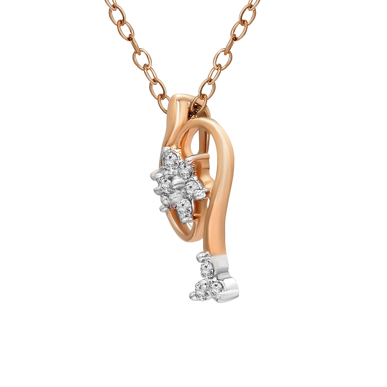 0.11 Ct Floral Diamonds Pendant Necklace | 14Kt Rose Gold