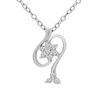 0.11 Ct Floral Diamond Pendant Necklace in 14Kt