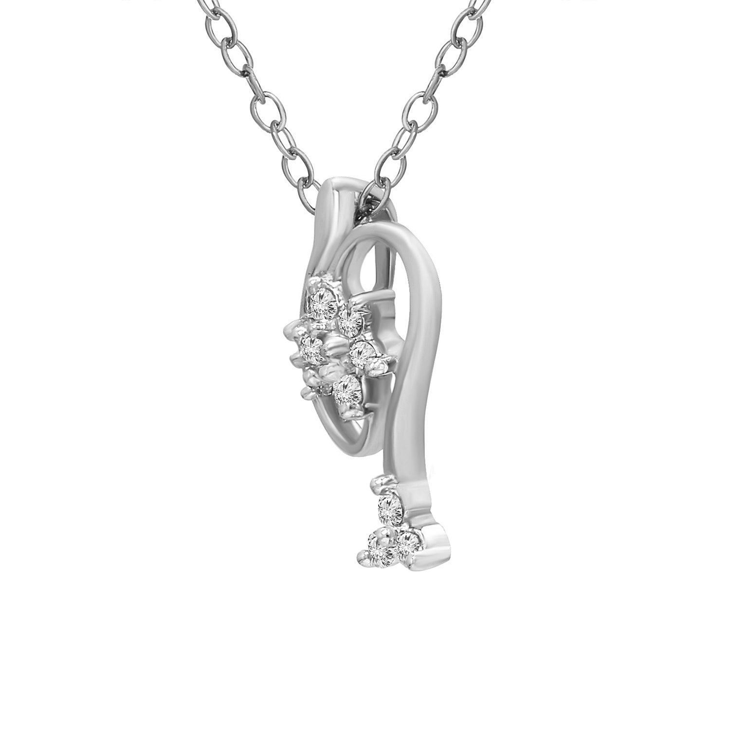 0.11 Ct Floral Diamonds Pendant Necklace | 14Kt White Gold