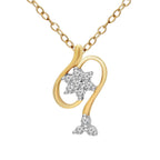 0.11 Ct Floral Diamond Pendant Necklace in 14Kt