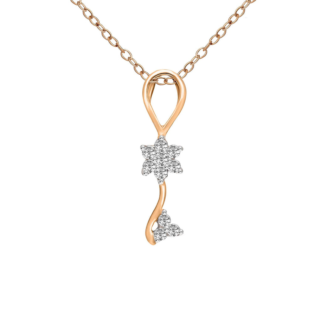 0.1 Ct Floral Diamond Pendant Necklace in 14Kt