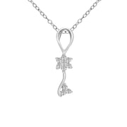 0.1 Ct Floral Diamonds Pendant Necklace | 14Kt White Gold