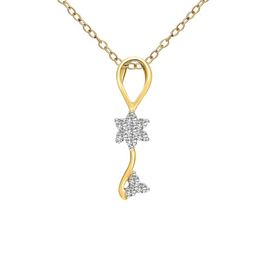 0.1 Ct Floral Diamond Pendant Necklace in 14Kt