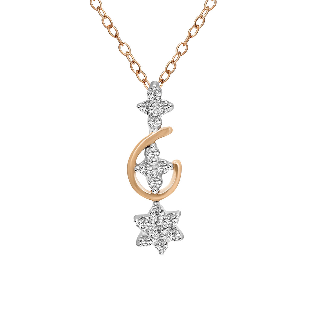 0.15 Ct Floral Diamond Pendant Necklace in 14Kt