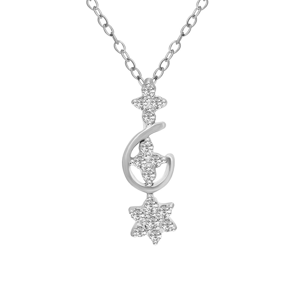 0.15 Ct Floral Diamond Pendant Necklace in 14Kt