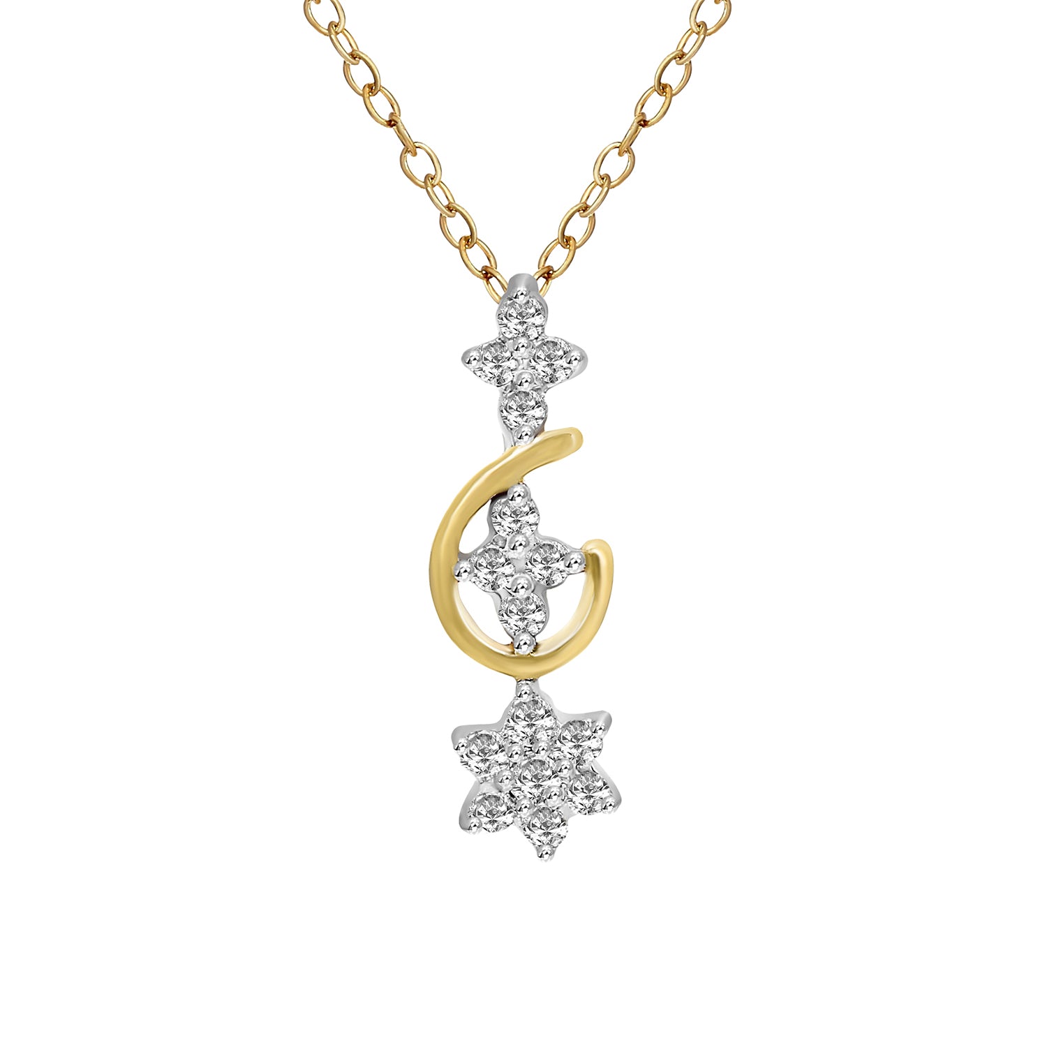 0.15 Ct Floral Diamond Pendant Necklace in 14Kt