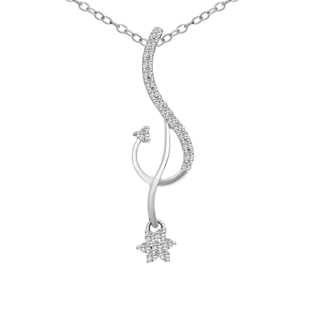 0.2 Ct Floral Diamond Pendant Necklace in 14Kt