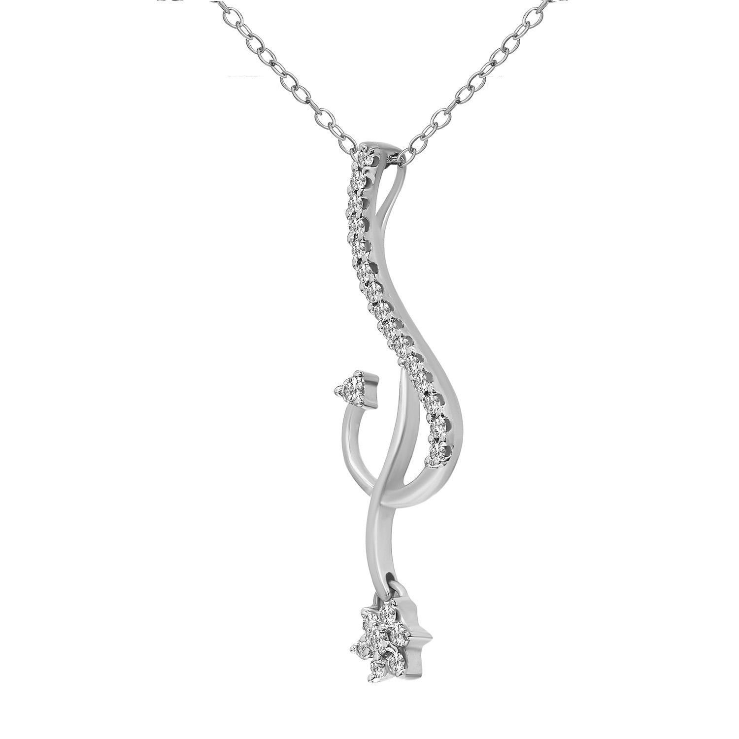 0.2 Ct Floral Diamond Pendant Necklace in 14Kt