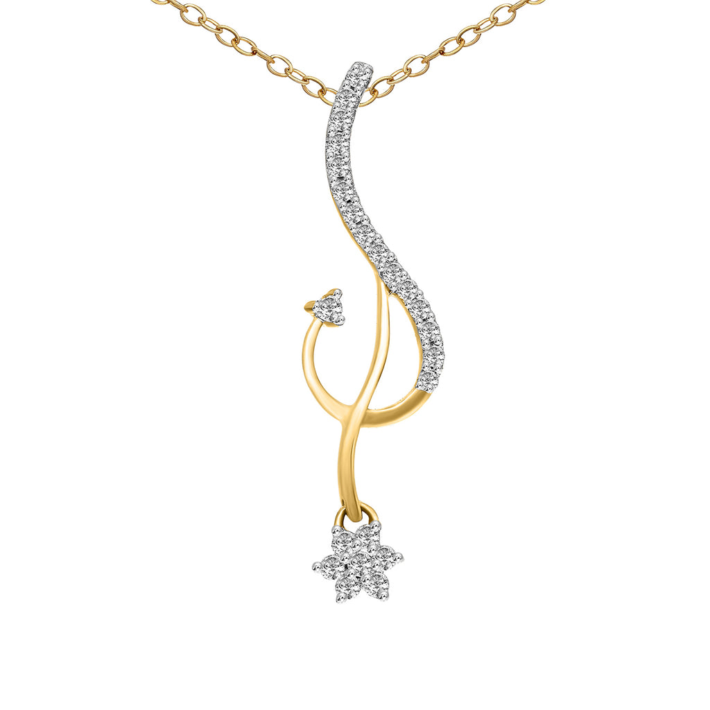 0.2 Ct Floral Diamond Pendant Necklace in 14Kt