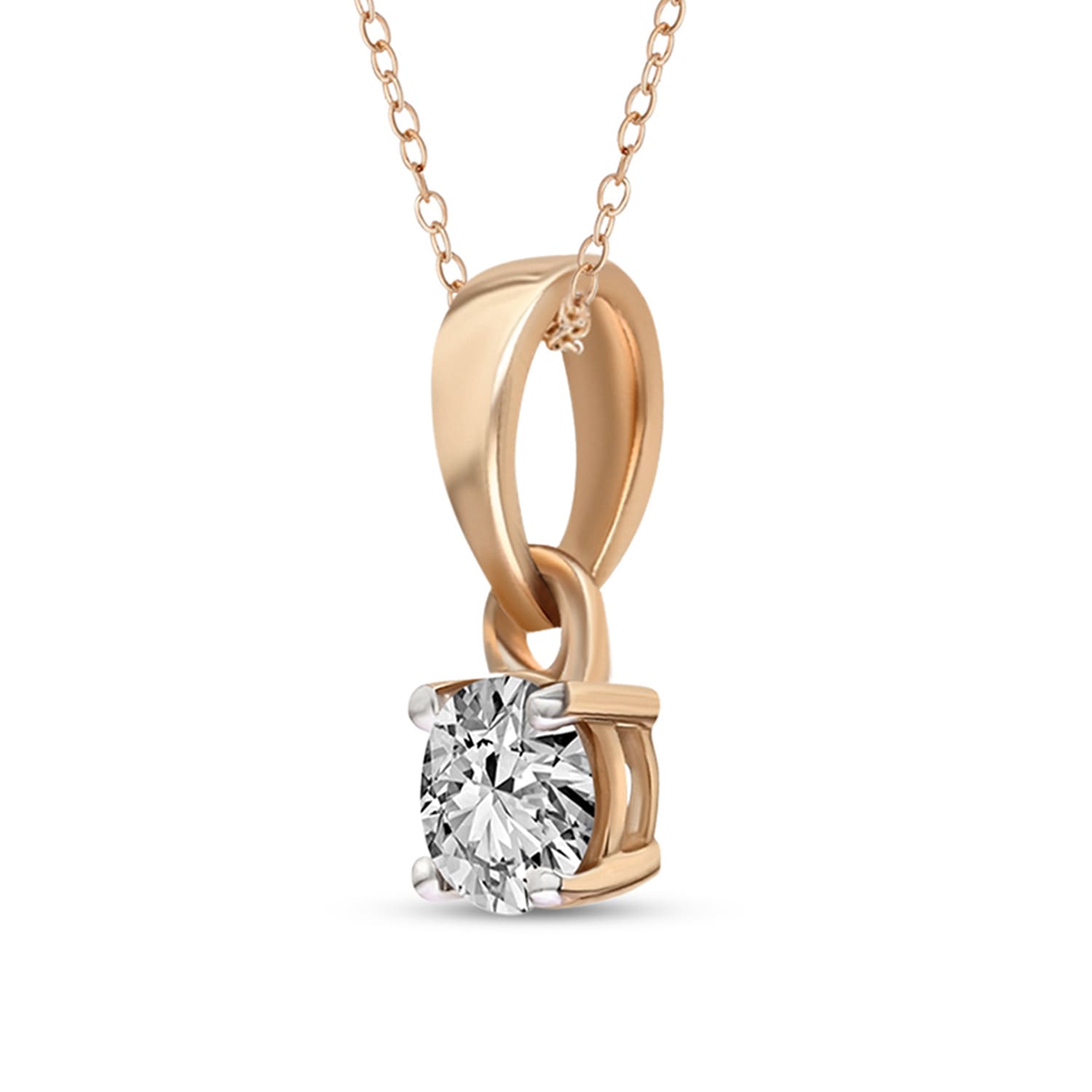 0.1 Ct Classic Solitaire Diamond Pendant Necklace in 14Kt