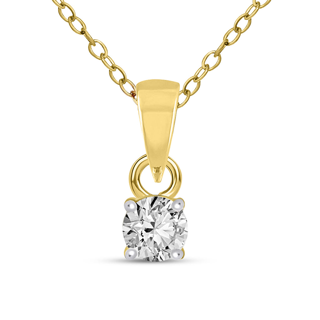 0.1 Ct Classic Solitaire Diamond Pendant Necklace in 14Kt