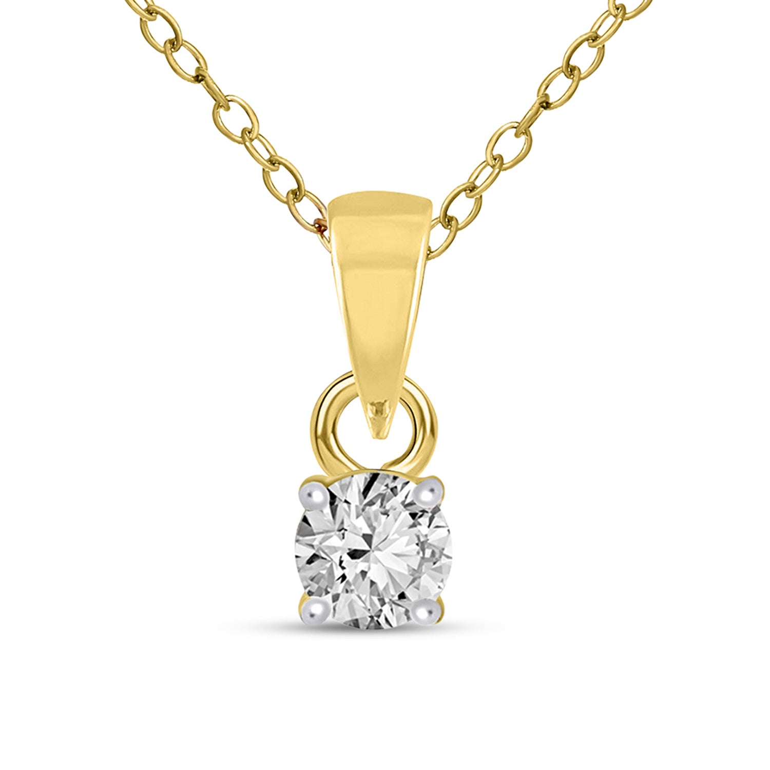 0.1 Ct Classic Solitaire Diamond Pendant Necklace in 14Kt
