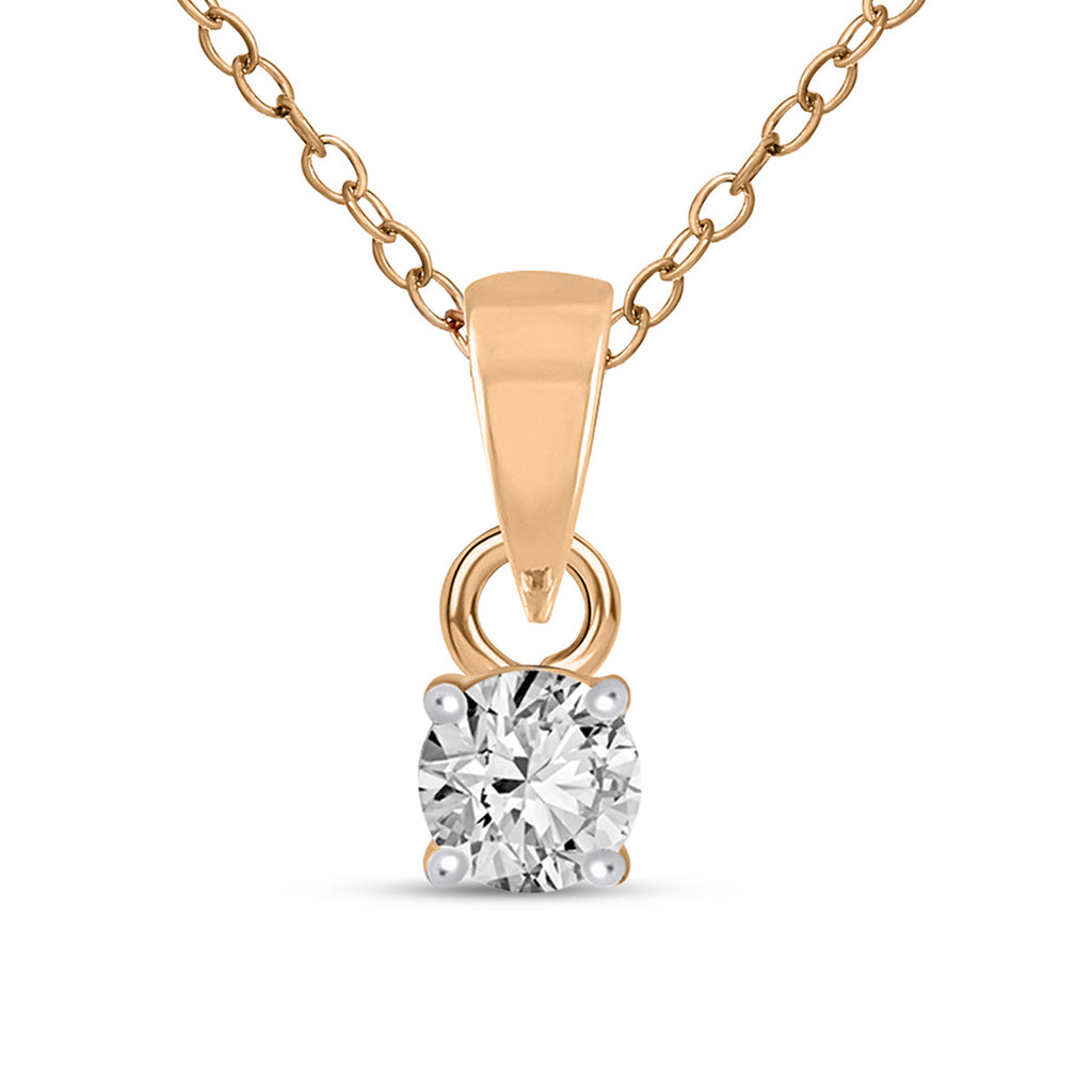 0.2 Ct Classic Solitaire Diamond Pendant Necklace in 14Kt
