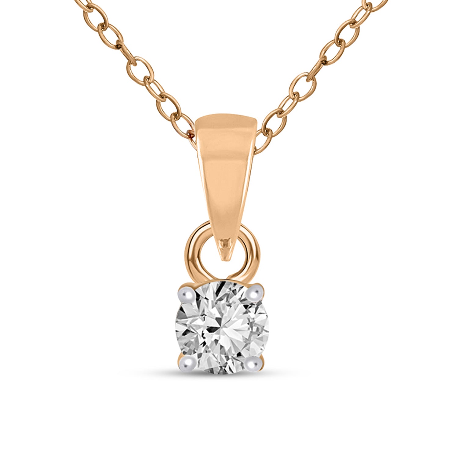 0.2 Ct Classic Solitaire Diamond Pendant Necklace in 14Kt