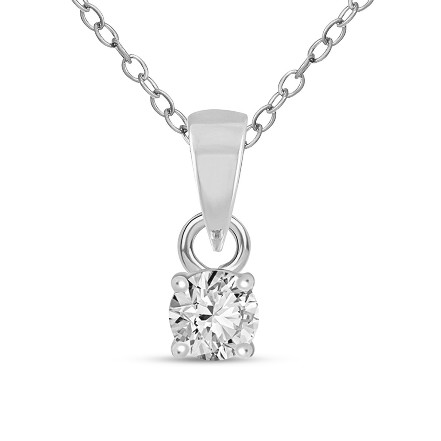 0.2 Ct Classic Solitaire Diamonds Pendant Necklace | 14Kt White Gold
