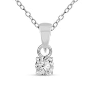 0.2 Ct Classic Solitaire Diamonds Pendant Necklace | 14Kt White Gold