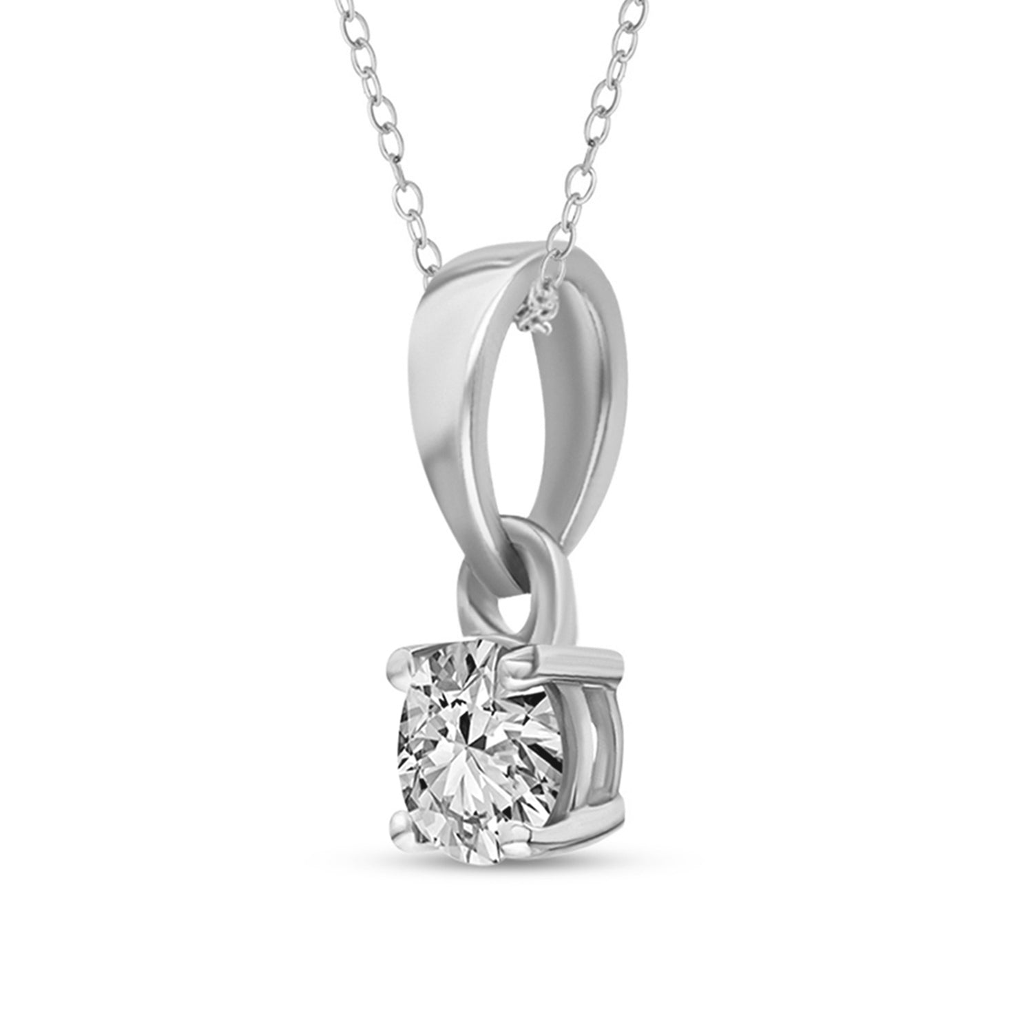 0.2 Ct Classic Solitaire Diamonds Pendant Necklace | 14Kt White Gold